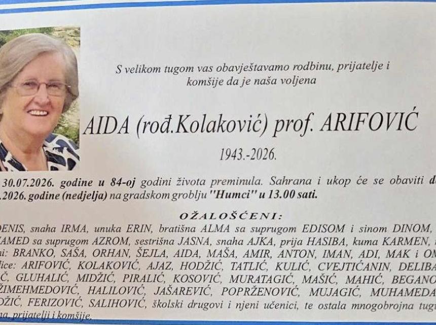 Aida (rođ. Kolaković) prof. Arifović