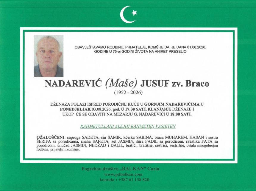 Nadarević (Ma&scaron;e) Jusuf zv. Braco