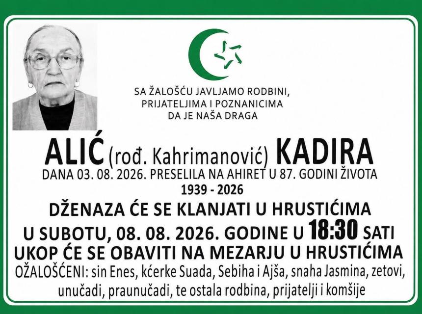 Alić (rođ. Kahrimanović) Kadira