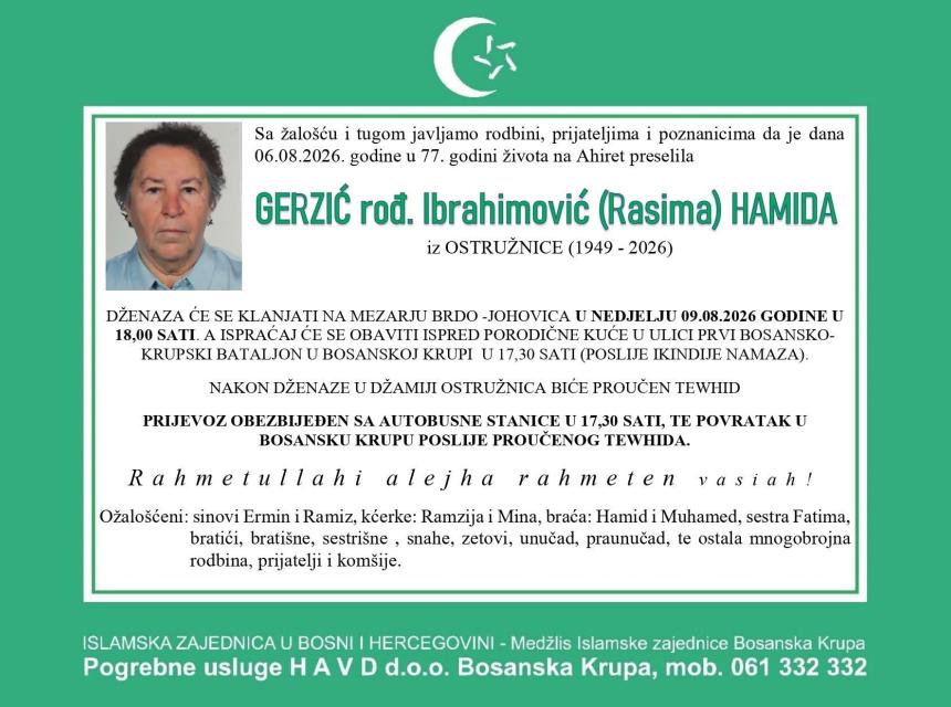 Gerzić rođ. Ibrahimović (Rasima) Hamida