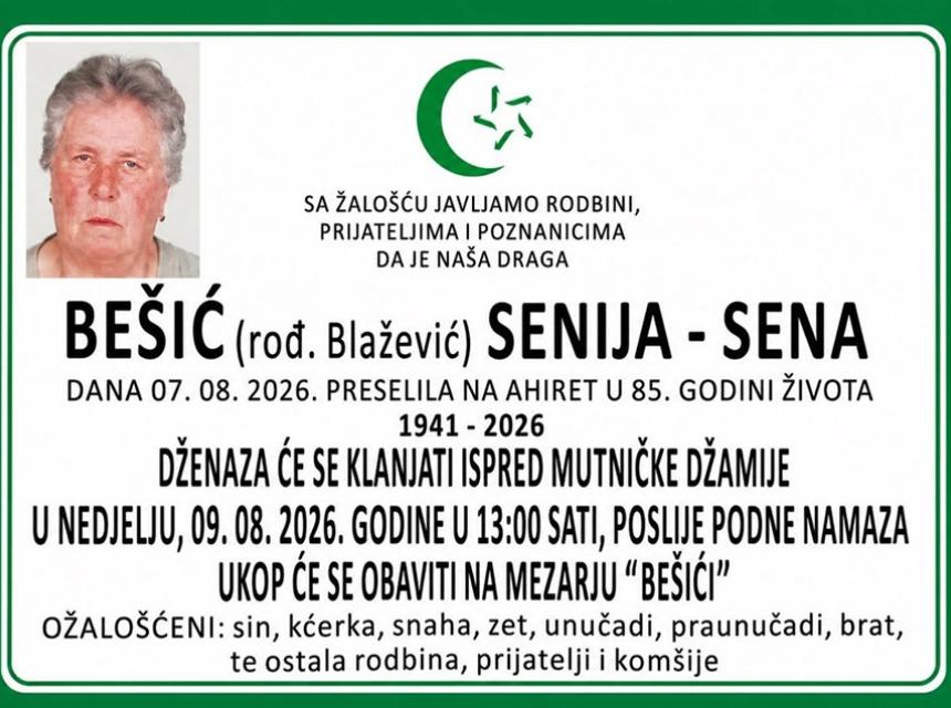 Be&scaron;ić (rođ. Blažević) Senija &ndash; Sena