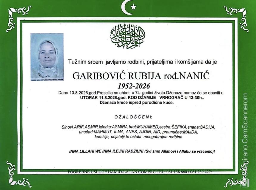 Garibović Rubija rođ. Nanić