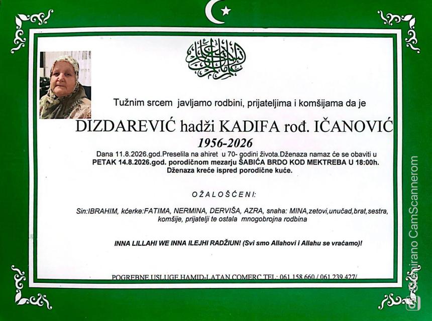 Dizdarević hadži Kadifa, rođ. Ičanović