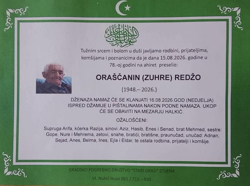 Ora&scaron;ćanin (Zuhre) Redžo