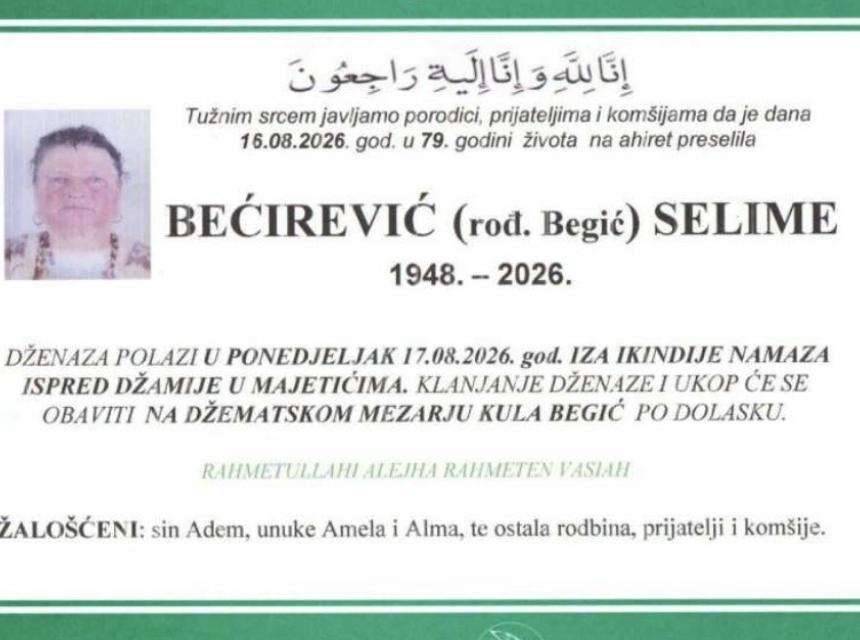 Bećirević (rođ. Begić) Selime