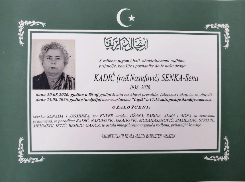 Kadić (rođ. Nasufović) Senka-Sena