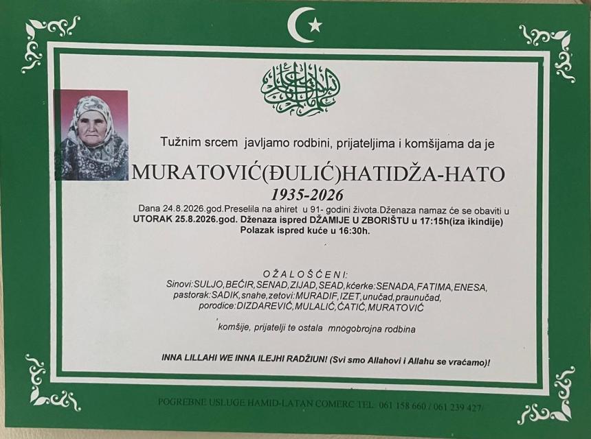 Muratović (Đulić) Hatidža &ndash; Hato