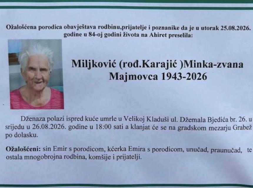 Miliković (rođ. Karajić) Minka &ndash; zvana Majmovca