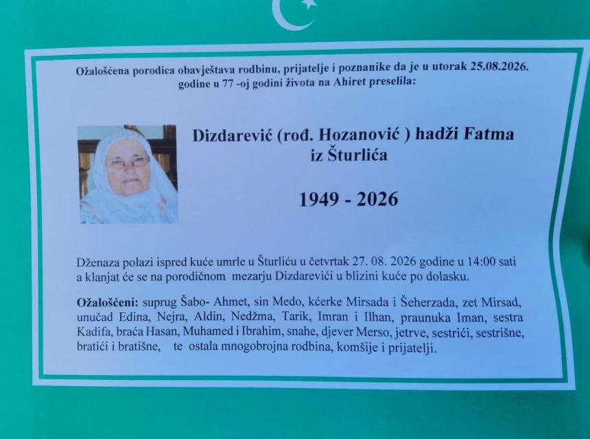Dizdarević (rođ. Hozanović) hadži Fatma
