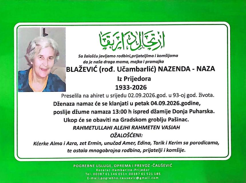 Blažević (rođ. Učambarlić) Nazenda &ndash; Naza