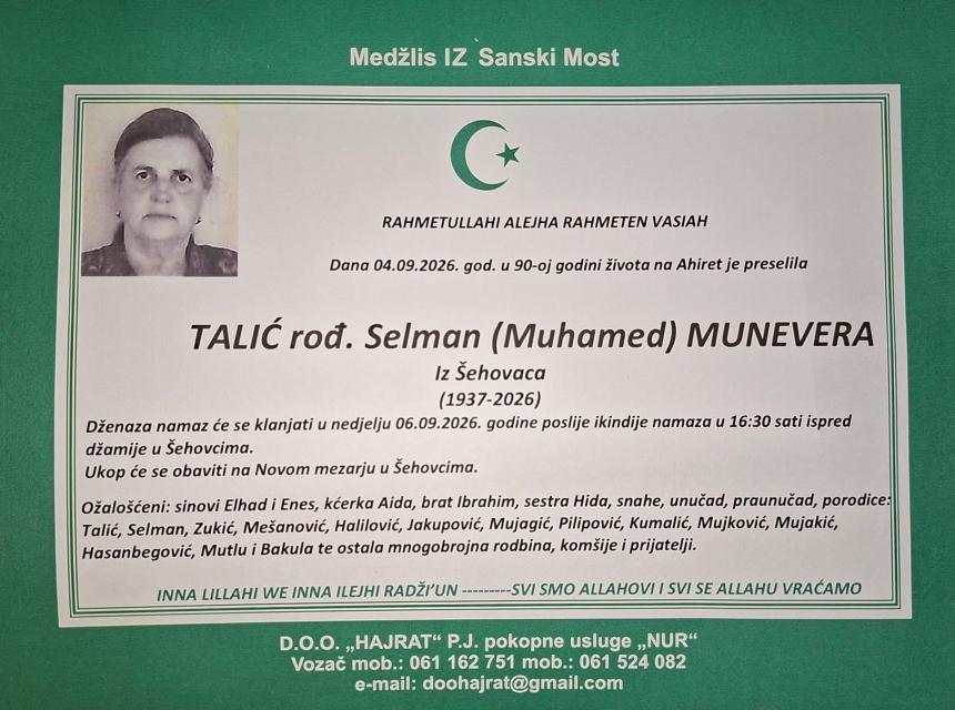 Talić rođ. Selman (Muhamed) Munevera
