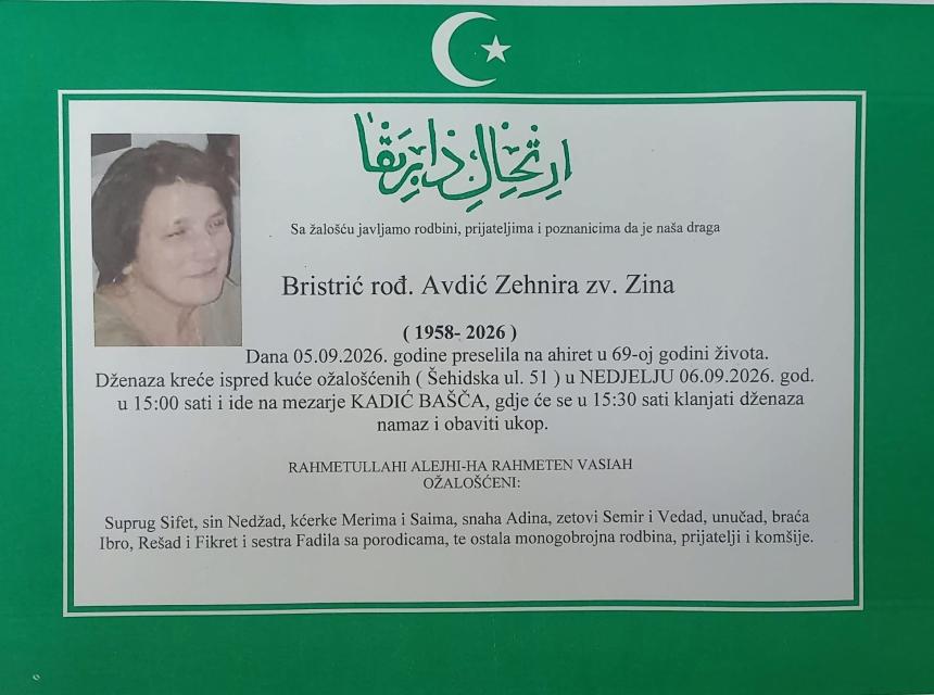Bristrić rođ. Avdić Zehmira zv. Zina