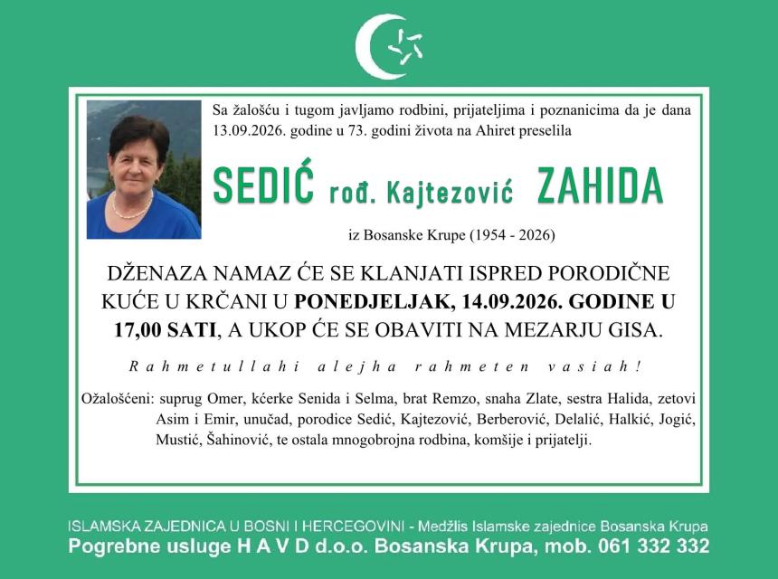 Sedić rođ. Kajtezović Zahida