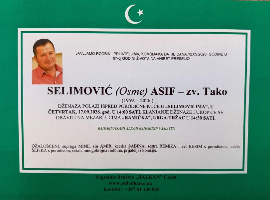 Selimović (Osme) Asif &ndash; zv. Tako