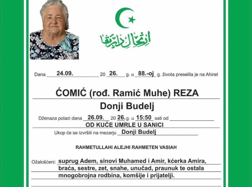 Ćomić (rođ. Ramić Muhe) Reza