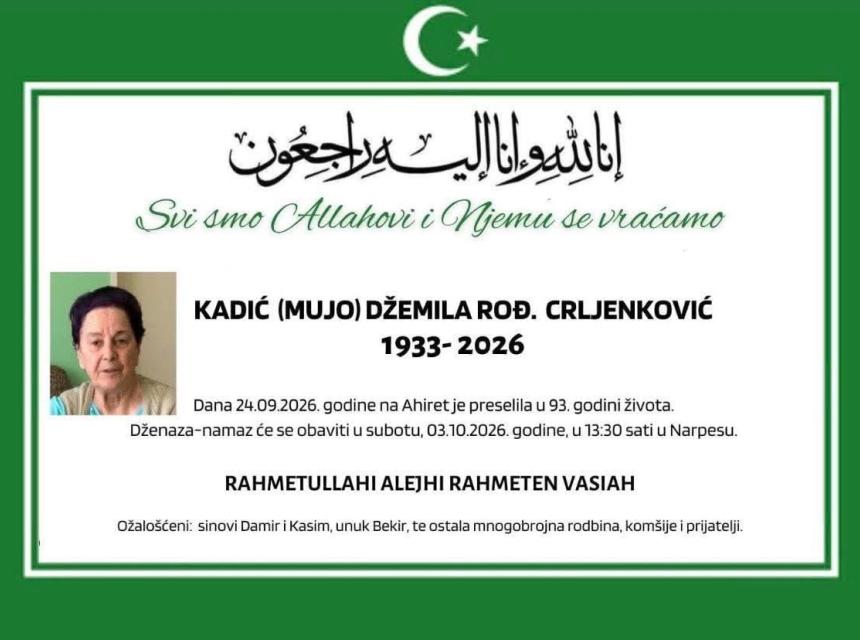 Kadić (Mujo) Džemila rođ. Crljenković