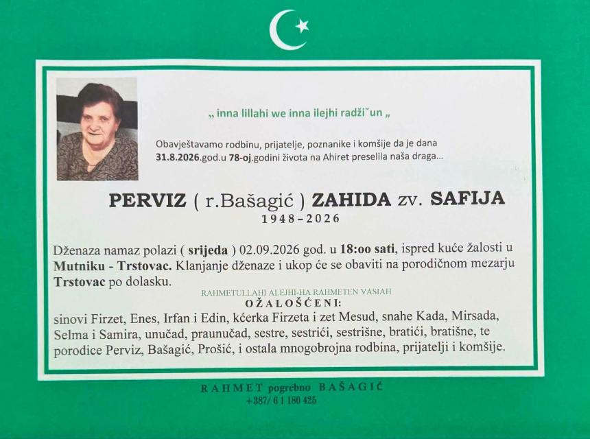 Perviz (r. Ba&scaron;agić) Zahida zv. Safija