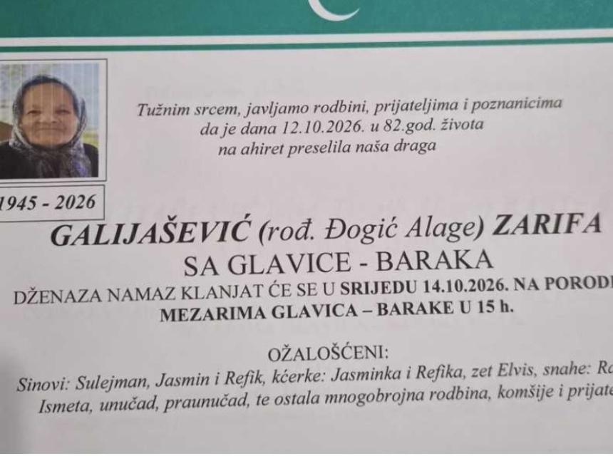 Galija&scaron;ević (rođ. Đogić Alage) Zarifa