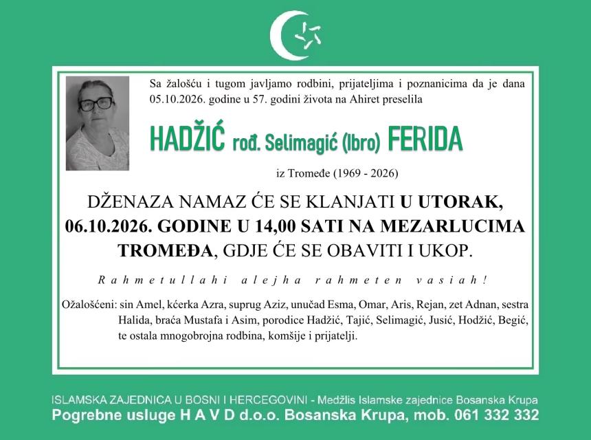 Hadžić rođ. Selimagić (Ibro) Ferida