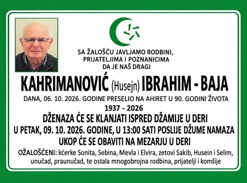 Kahrimanović (Husein) Ibrahim &ndash; Baja