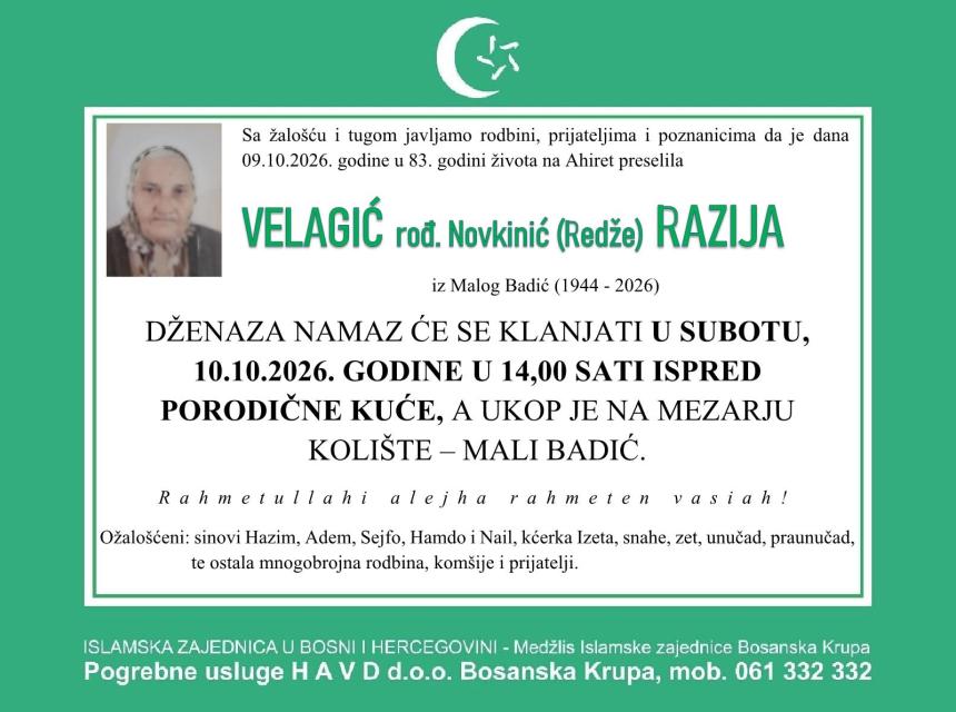 Velagić rođ. Novkinić (Redže) Razija