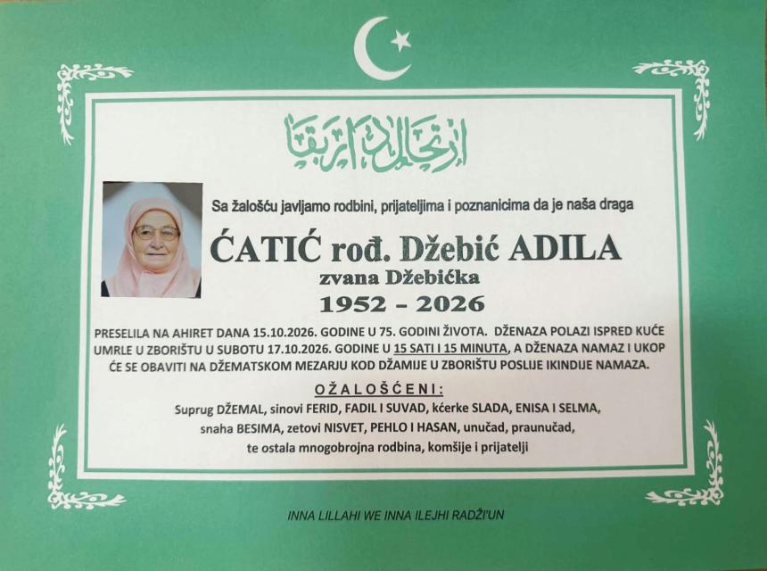 Ćatić rođ. Džebić Adila