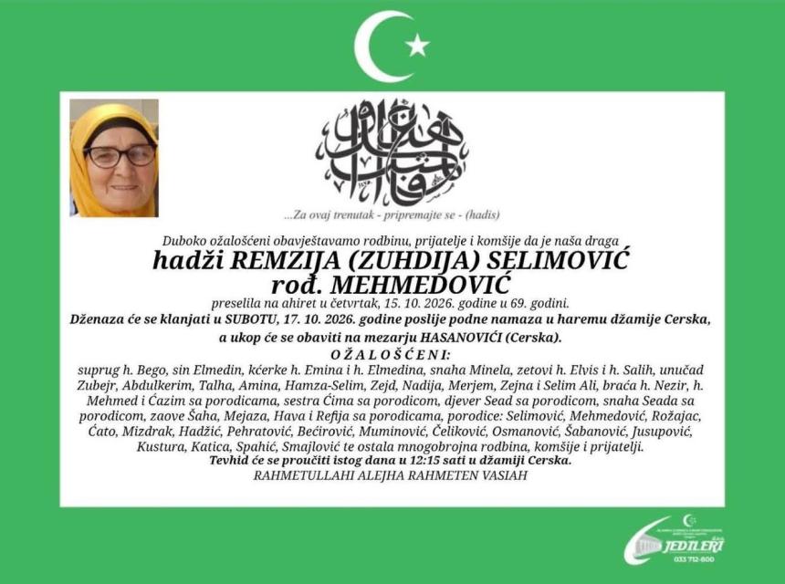 Hadži Remzija (Zuhdija) Selimović, rođ. Mehmedović