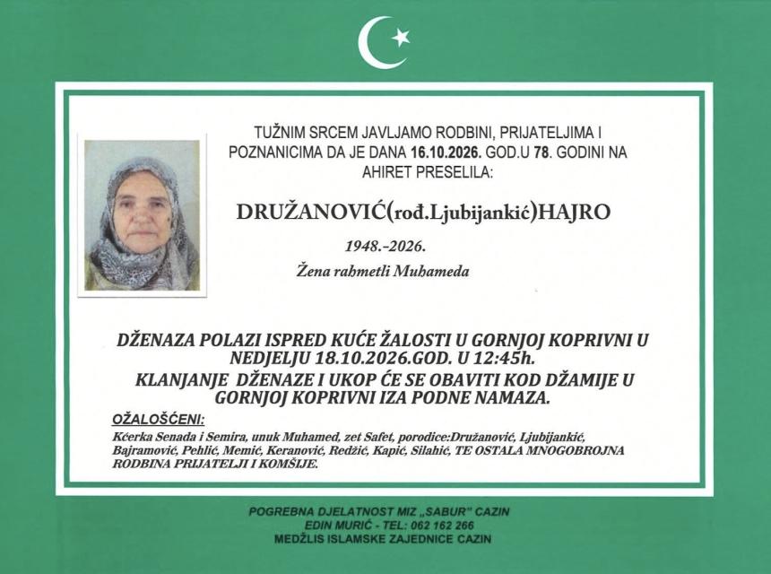 **Družanović (rođ\. Ljubijankić) Hajro**