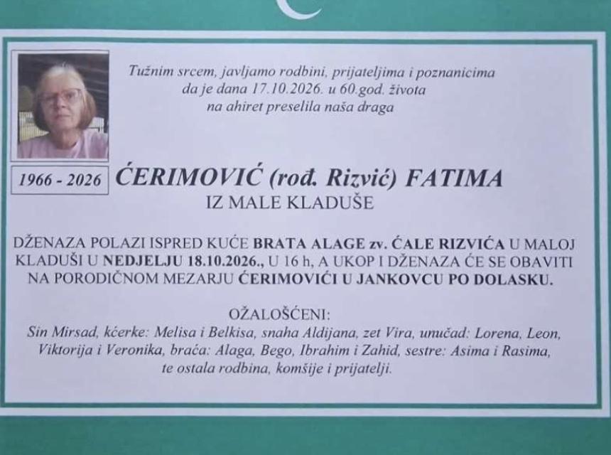 Čerimović (rođ. Rizvić) Fatima
