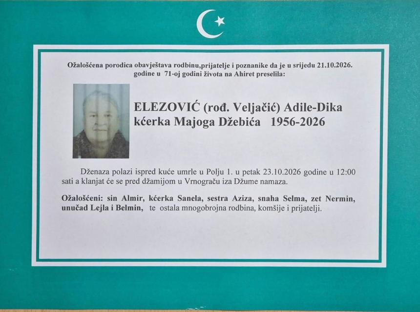 Elezović (rođ. Veljačić) Adile-Dika