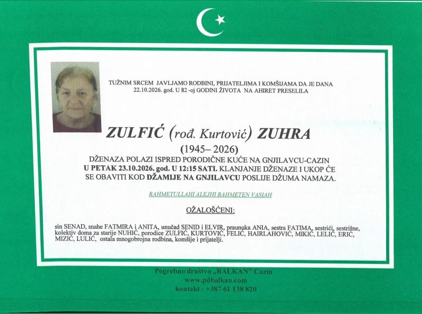 Zulfić (rođ. Kurtović) Zuhra