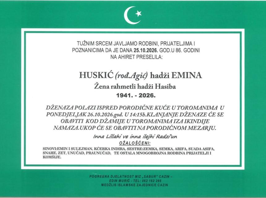 Huskić (rođ. Agić) hadži Emina