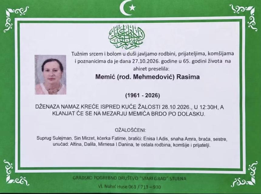 Memić (rođ. Mehmedović) Rasima