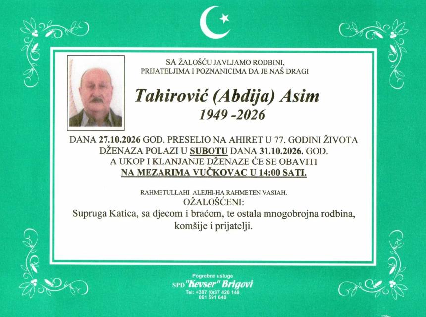 Tahirović (Abdija) Asim