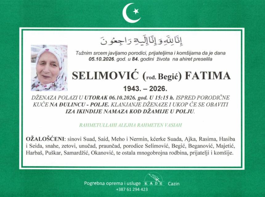 Selimović (rođ. Begić) Fatima