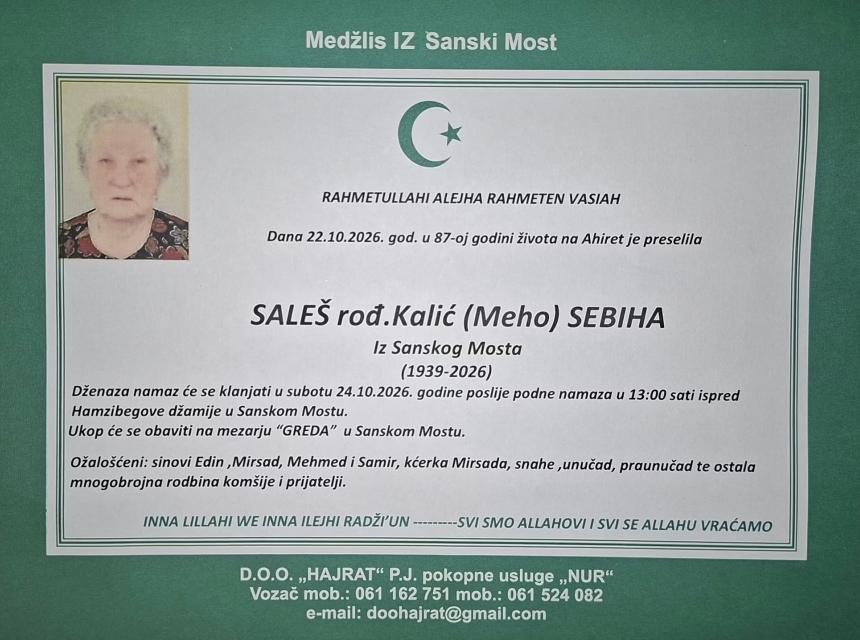 Sale&scaron; rođ. Kalić (Meho) Sebiha